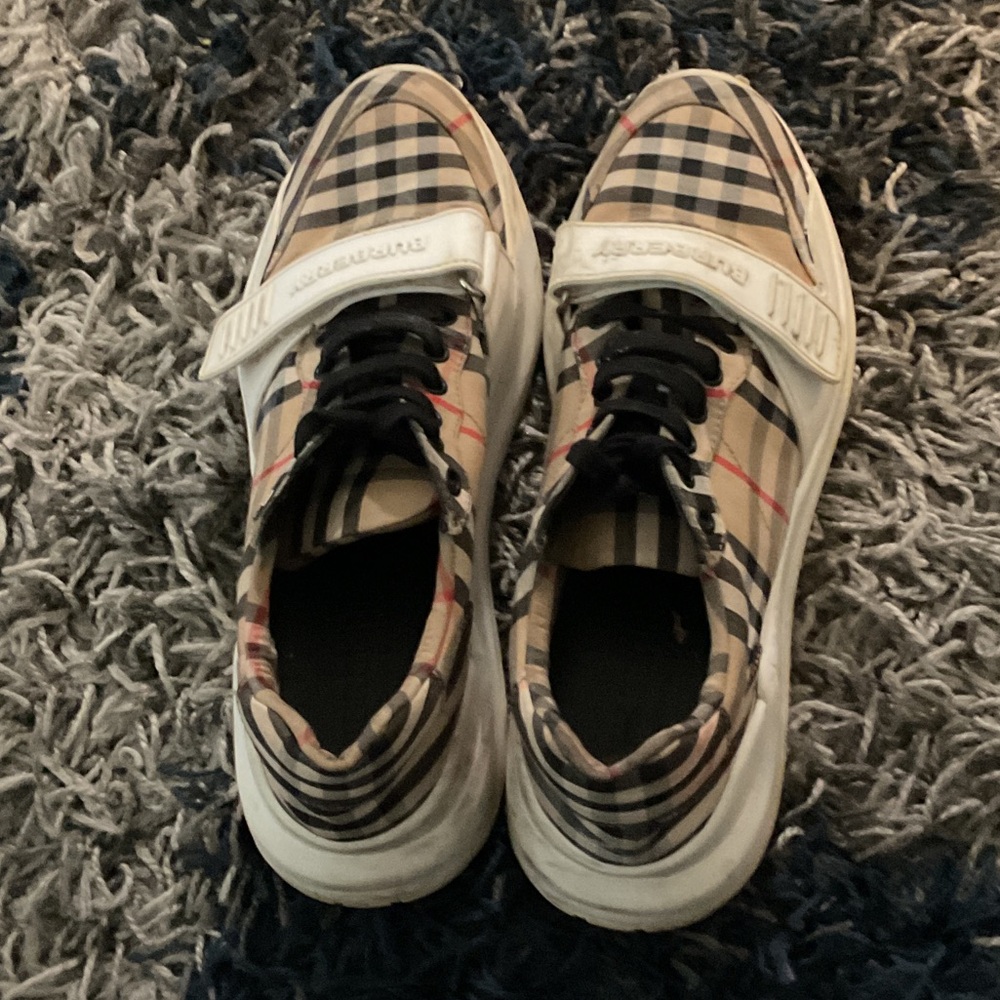 Burberry Plaid Sneakers in Black, White, and Tan
